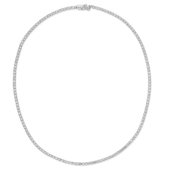 Prong-Set Tennis Necklace in Silver - Picture 8 of 9